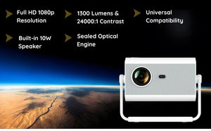 DEBONAIR CineMax Pro 4K Ultra HD Native 1080p Android 12 Projector | 1300 ANSI Lumens Auto (Focus+Screen Fit+Obstacle Avoidance) Dust Proof Engine 10W Speaker Dual WiFi BT5.0| 300" Display | Cinema Exp 2 Years Warranty