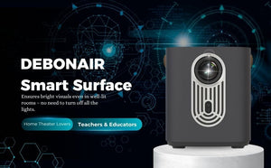 DEBONAIR Smart Surface Interactive Projector Ultra HD Native 1080p Turns Wall into Touchscreen 4K HDR 1400 ANSI Lumens Auto (Focus, Screen Fit, OBS Avoidance) Dust Proof Engine (WiFi & BT) 300" inch 2 Years Warranty