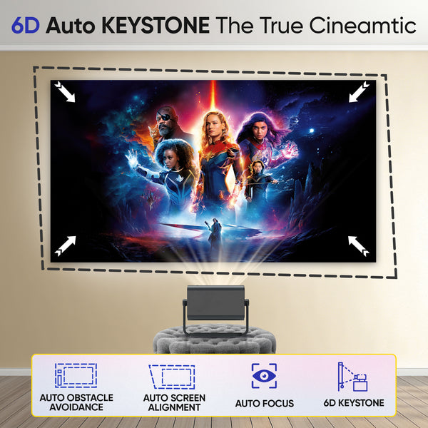 DEBONAIR CineX Pro 4K Ultra HD Native 1080p Android 12 Projector | 1300 ANSI Lumens Auto (Focus+Screen Fit+Obstacle Avoidance) Dust Proof Engine 10W Speaker Dual WiFi BT5.0| 300" Display | Cinema Exp 2 Years Warranty