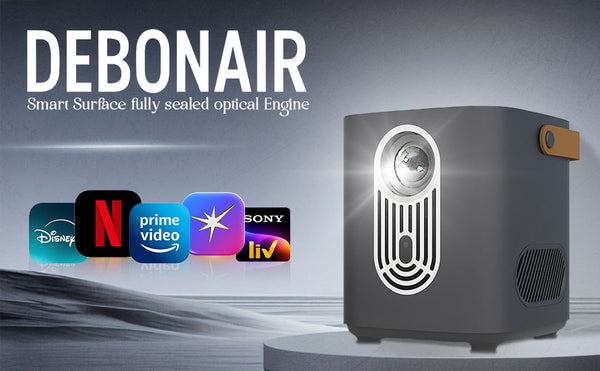 DEBONAIR Smart Surface Interactive Projector Ultra HD Native 1080p Turns Wall into Touchscreen 4K HDR 1400 ANSI Lumens Auto (Focus, Screen Fit, OBS Avoidance) Dust Proof Engine (WiFi & BT) 300" inch 2 Years Warranty