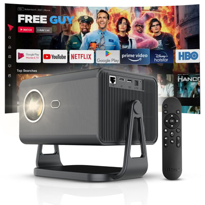 DEBONAIR CineX Pro 4K Ultra HD Native 1080p Android 12 Projector | 1300 ANSI Lumens Auto (Focus+Screen Fit+Obstacle Avoidance) Dust Proof Engine 10W Speaker Dual WiFi BT5.0| 300" Display | Cinema Exp 2 Years Warranty