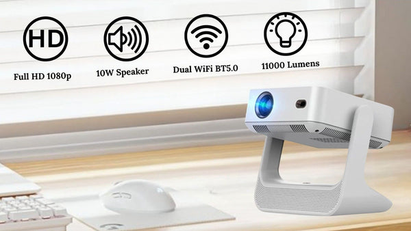 DEBONAIR Touch Play Full HD 1080p Smart Projector | World’s First Touchscreen with Auto (Focus+Screen Fit+Obstacle Avoidance) | Official Android | 18000 Lumens | HDMI USB| 10W Speaker Dual WiFi BT5.0 2 Years Warranty