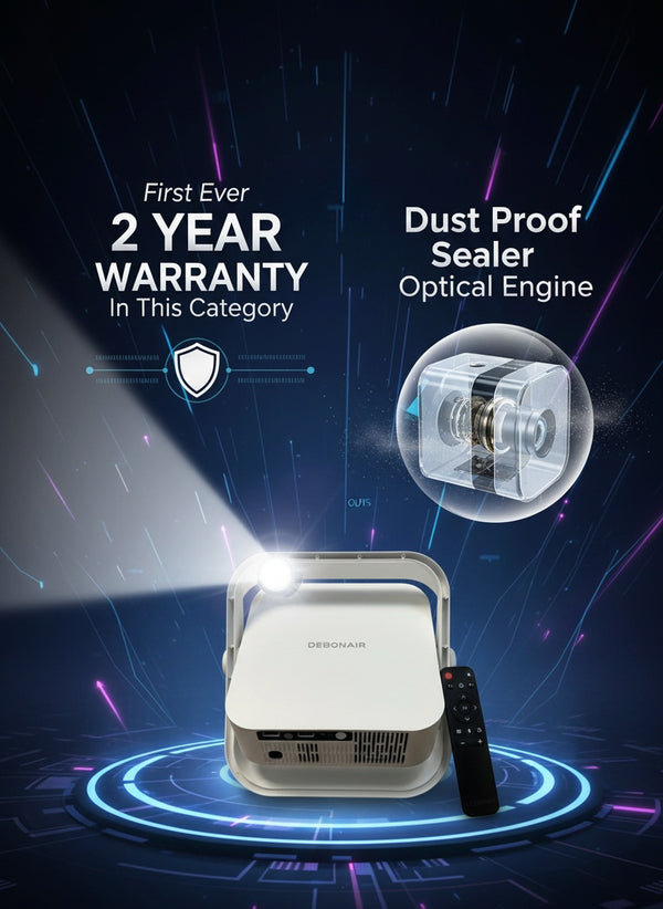 DEBONAIR UltraPlay Full HD Native 1080p Android 12 Projector | 4K HDR Support | 17000 Lumens | Auto Focus, Screen Fit & Obstacle Avoidance | Dust Proof Engine Dual WiFi BT 5.0 | 250" Display USB & HDMI 2 Years Warranty