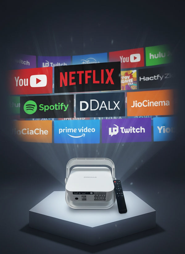 DEBONAIR UltraPlay Full HD Native 1080p Android 12 Projector | 4K HDR Support | 17000 Lumens | Auto Focus, Screen Fit & Obstacle Avoidance | Dust Proof Engine Dual WiFi BT 5.0 | 250" Display USB & HDMI 2 Years Warranty